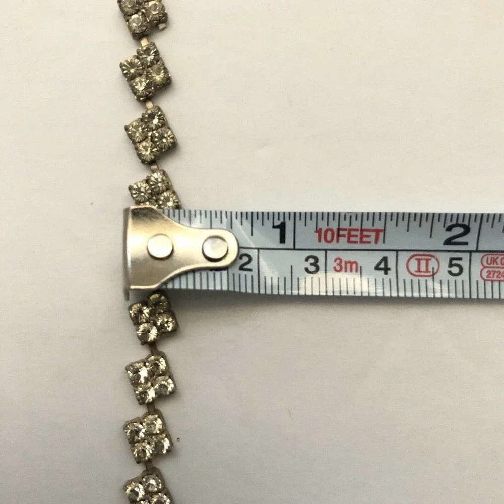 Clear Rhinestone Square Prong Set Silver Tone Latch 7.75 Tennis Bracelet Jewelry